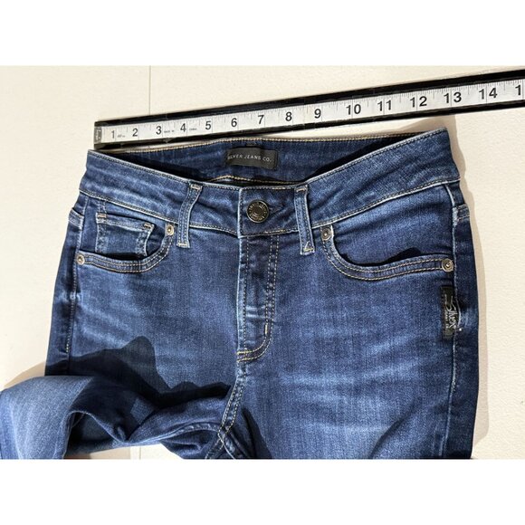 Silver Jeans Co Elyse Slim Boot Dark Wash Stretch Denim Jeans | Size 24 - Picture 6 of 11